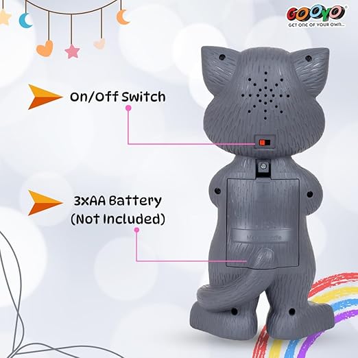 Gooyo GY-838-17/18 Electronic Pet Talking Toy Cat for Kids | Best Musical Toy with More Features | Best Gift for Kids | Black Color, 3xAA Battery (Not Included)