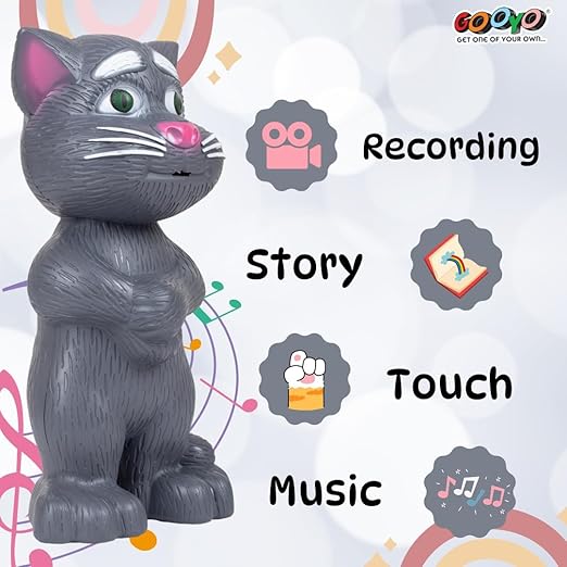 Gooyo GY-838-17/18 Electronic Pet Talking Toy Cat for Kids | Best Musical Toy with More Features | Best Gift for Kids | Black Color, 3xAA Battery (Not Included)