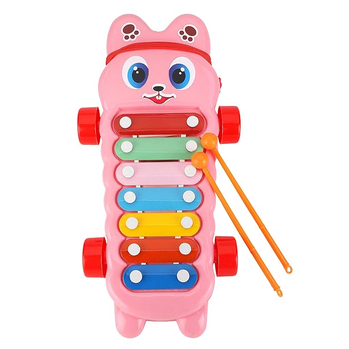 Mommers- Xylophone Musical Educational Toy for Kid (1-3Year Old) I Toddlers Babies Kids Girls, Boys I 2-in-1 Piano Combined I Safe for Kids Drum Sticks for Fast and Fun Learning for Kid- Pink